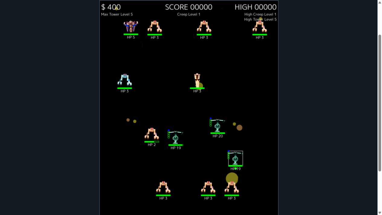 Tower Defense gameplay with towers defending the base against incoming spacecraft